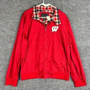 NWT John Bartlett Statements Red Plain Flannel Lined‎ Jacket Wisconsin Badger M
